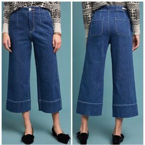 Pilcro Anthropologie Ultra High Rise Wide Leg Cropped Jeans Flare Size 28 Sailor
